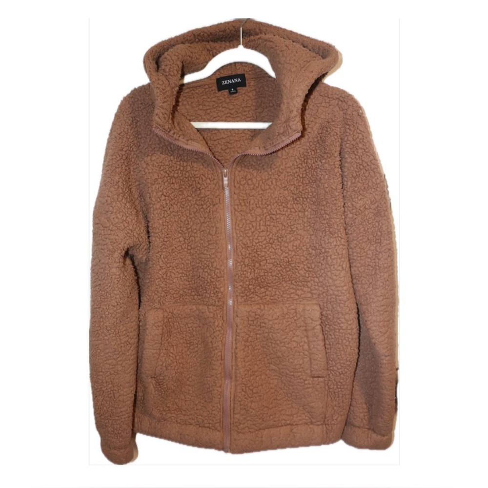 ZENANA Full Zip Sherpa Fleece Hoodie Sweater - Picture 2 of 7